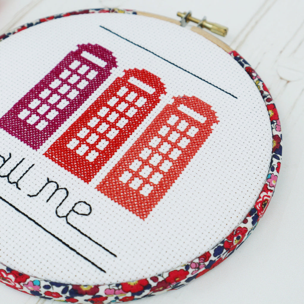 Call Me Cross Stitch Hoop Kit - StitchKits Crafts
