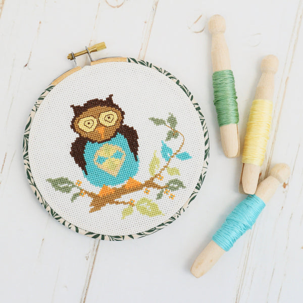 Woodland Owl Cross Stitch Wall Hanging Kit - StitchKits Crafts