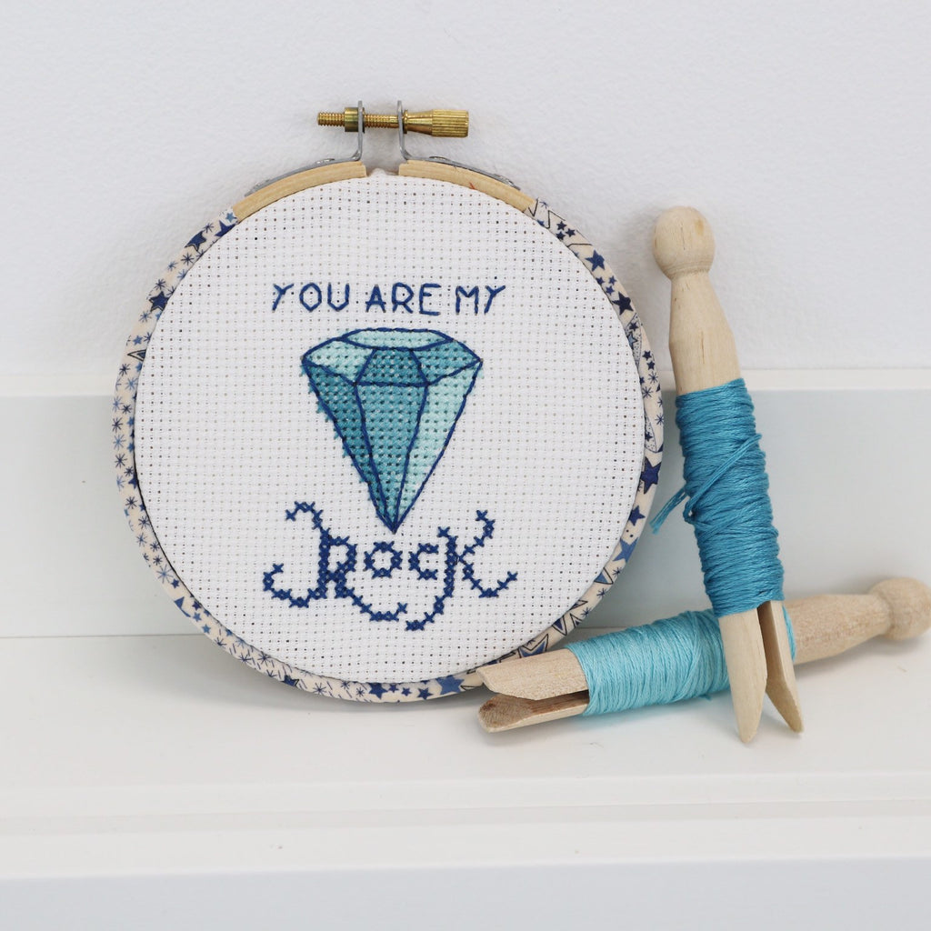 You Are My Rock, Wall Hanging Cross Stitch Kit - StitchKits Crafts
