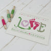 Baby Girl Cross Stitch Kit. 'Love' Baby Feet Pink - StitchKits Crafts