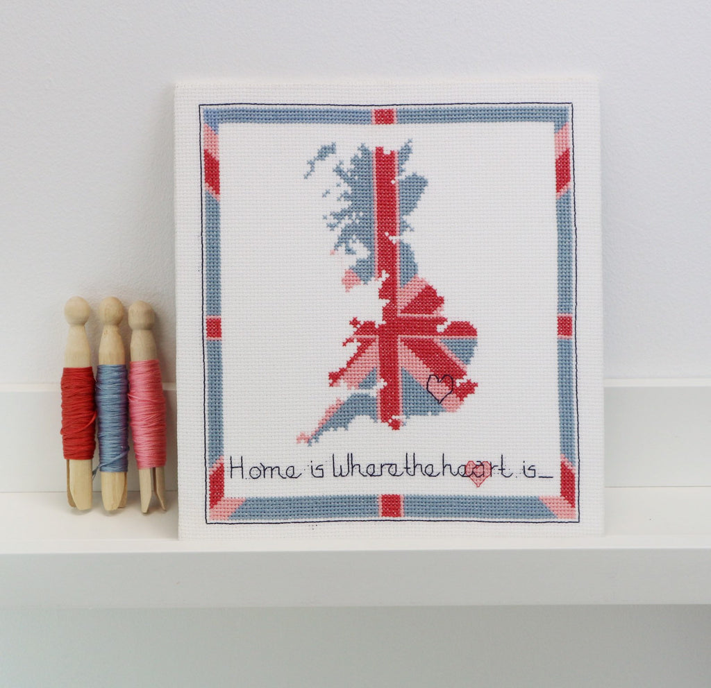 'Home is Where the Heart is' Contemporary Cross Stitch Kit - StitchKits Crafts