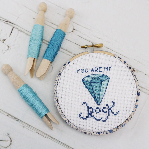 You Are My Rock, Wall Hanging Cross Stitch Kit - StitchKits Crafts