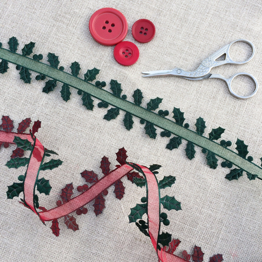 Holly Ribbon with Sheer Centre - StitchKits Crafts