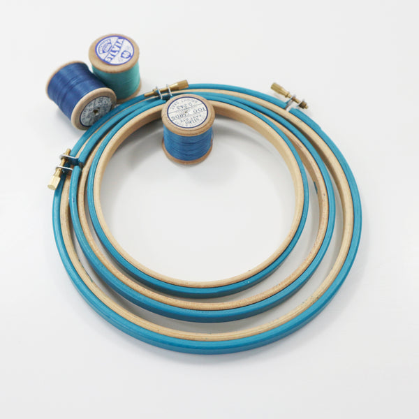 Deep Turquoise Painted Embroidery hoops - StitchKits Crafts