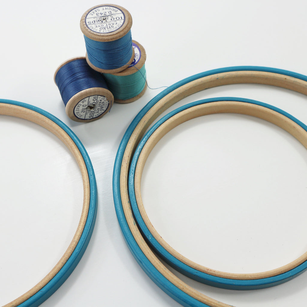 Deep Turquoise Painted Embroidery hoops - StitchKits Crafts