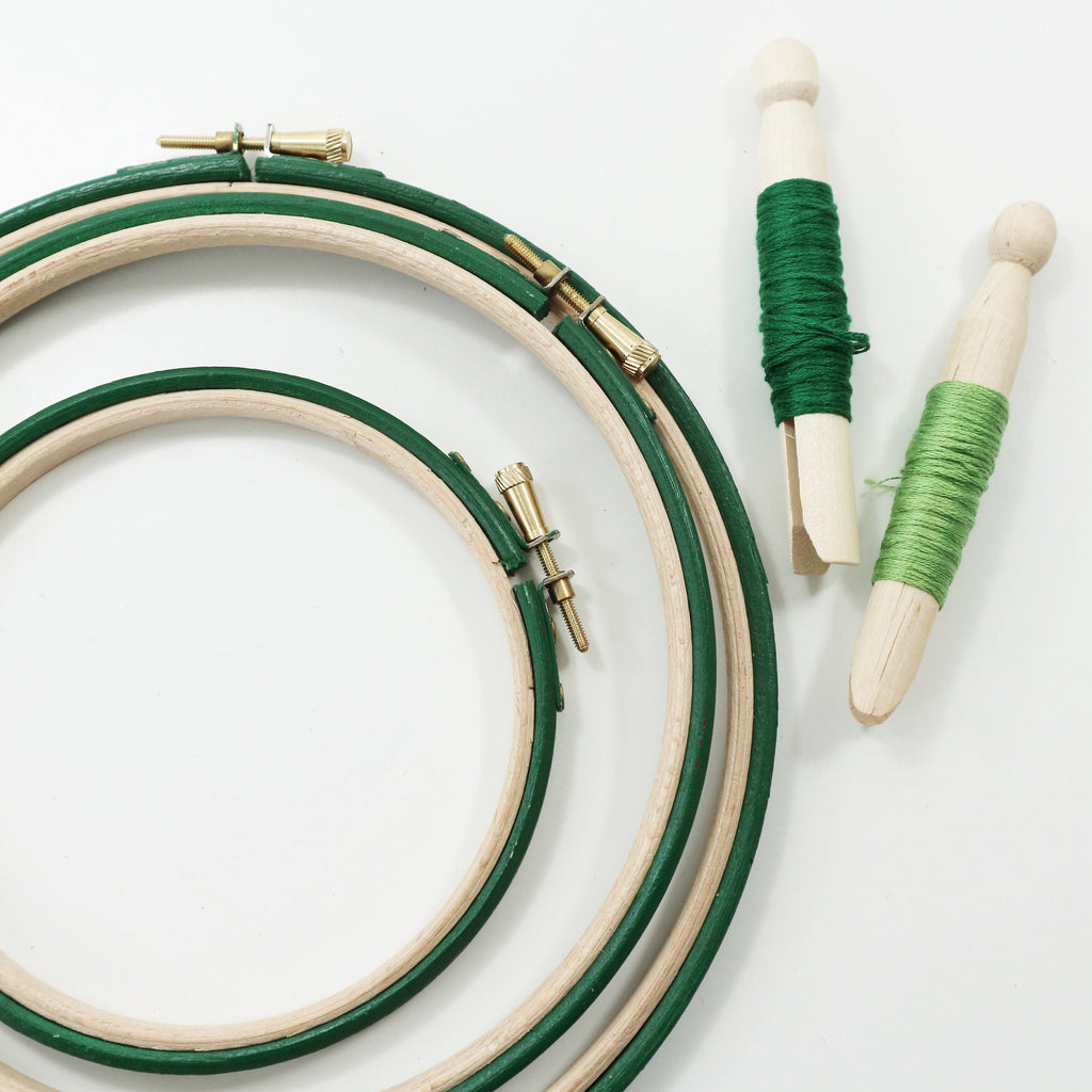 Fern Green Painted Embroidery hoops - StitchKits Crafts