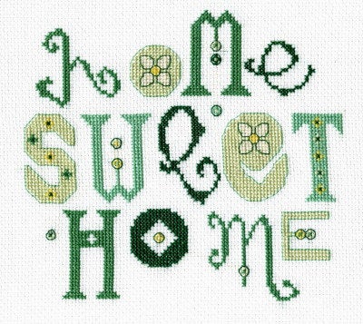 Home Sweet Home, Green Daisy, Cross Stitch Kits - StitchKits Crafts