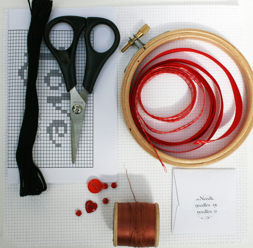 Love Joy & Peace Hoop Ornament, Cross Stitch Kit. - StitchKits Crafts