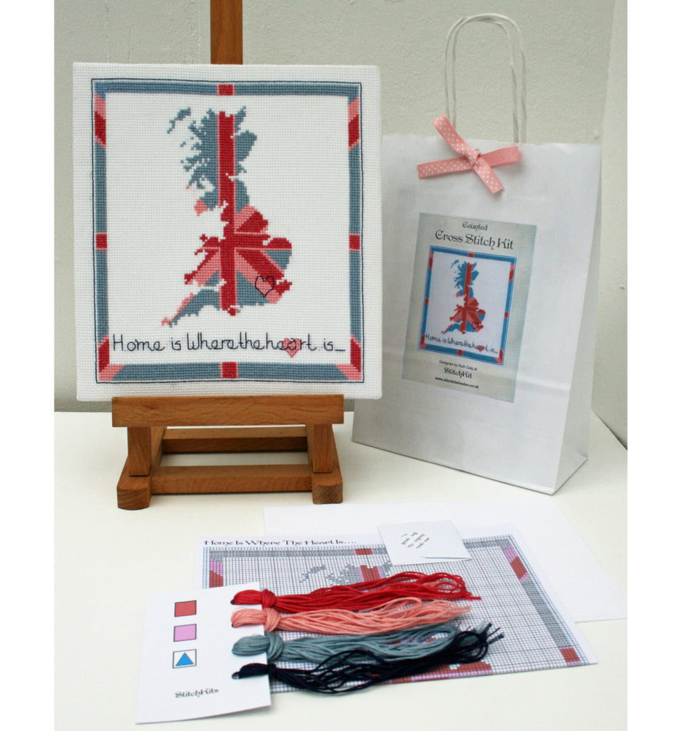 'Home is Where the Heart is' Contemporary Cross Stitch Kit - StitchKits Crafts