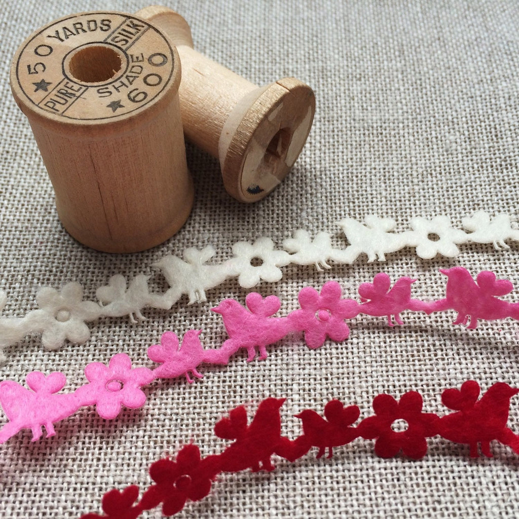 Felt Bird, Flower and Heart Trim. - StitchKits Crafts