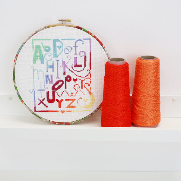 Rainbow Alphabet Sampler Cross Stitch Kit - StitchKits Crafts