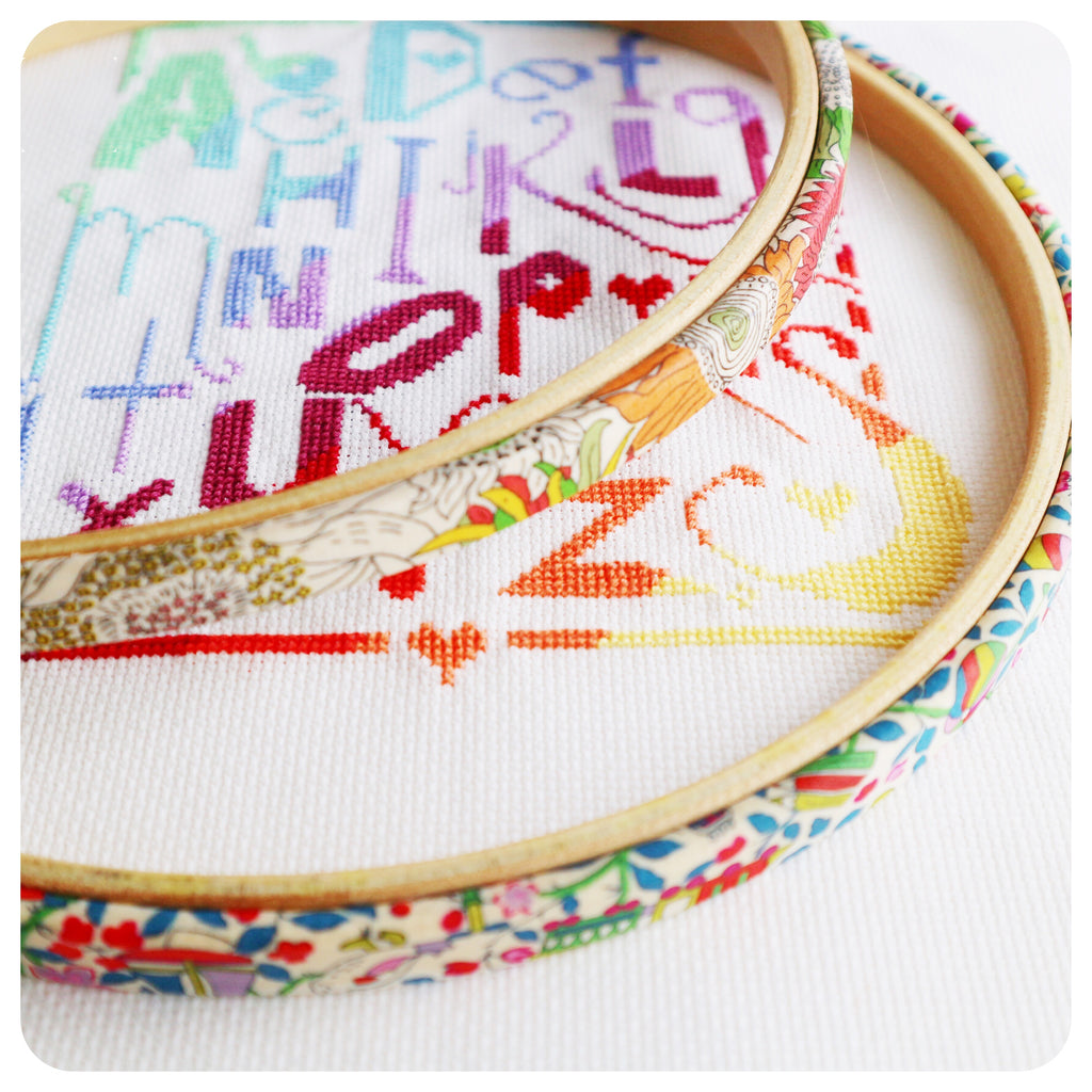 Rainbow Alphabet Sampler Cross Stitch Kit - StitchKits Crafts