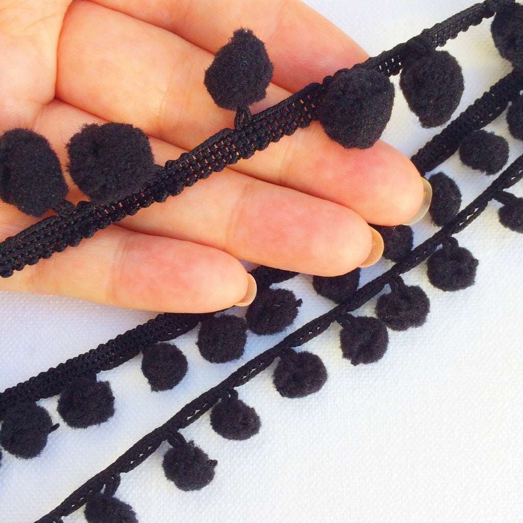 Black Pom Pom Trim - StitchKits Crafts