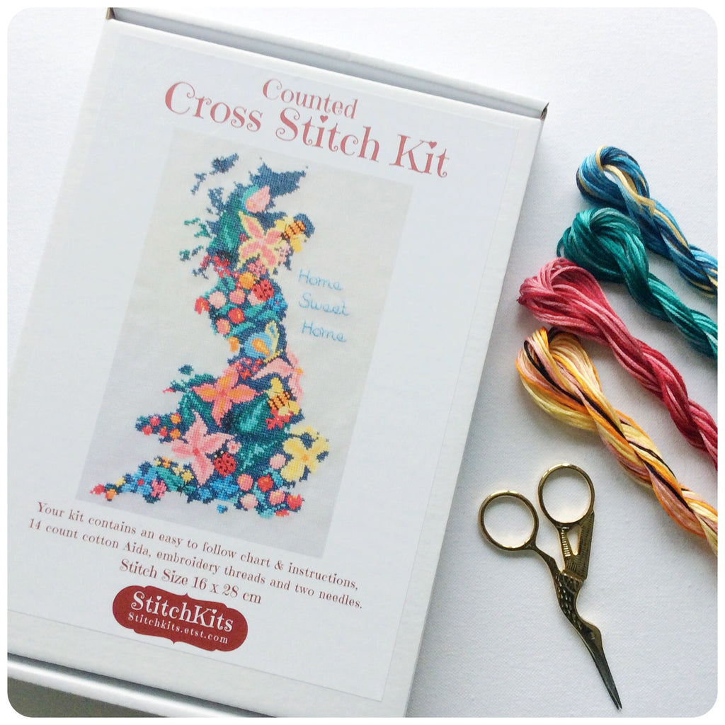 Beautiful Britain, Home Sweet Home Cross Stitch Kit - StitchKits Crafts