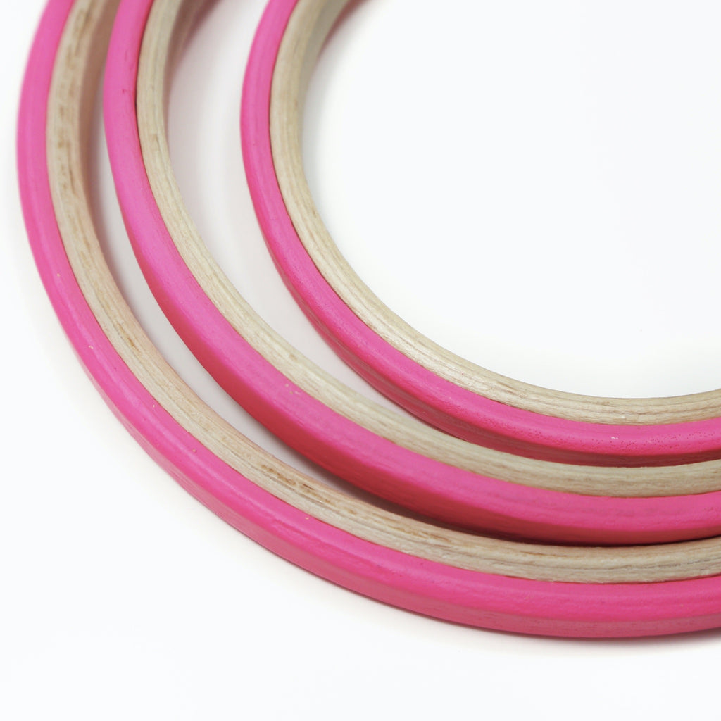 Neon Pink Painted Embroidery hoops - StitchKits Crafts