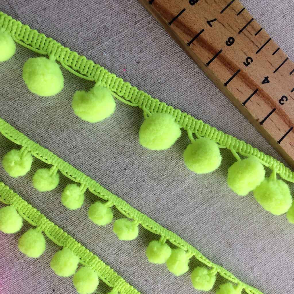 Neon Yellow - Lime Pom Pom Trim - StitchKits Crafts