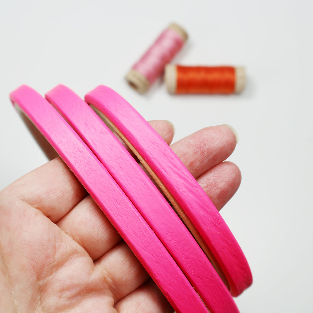 Neon Pink Painted Embroidery hoops - StitchKits Crafts