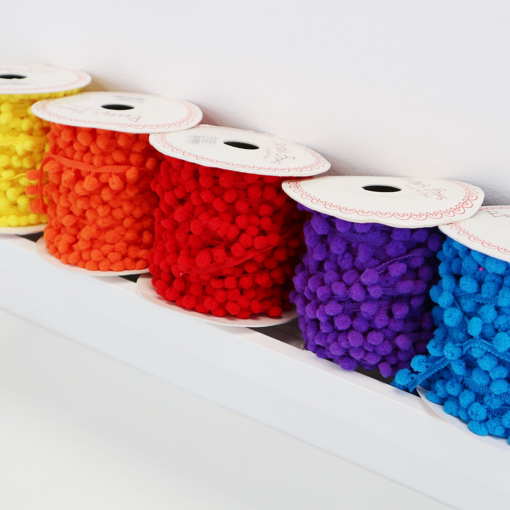 Orange Pom Pom Trim, 10mm and 15mm Pom Pom's - StitchKits Crafts