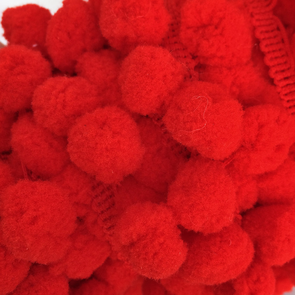 Red Pom Pom Trim with 10mm or 15mm pom pom's - StitchKits Crafts