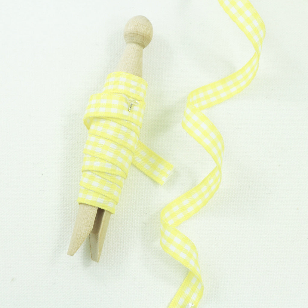 Lemon yellow gingham ribbon