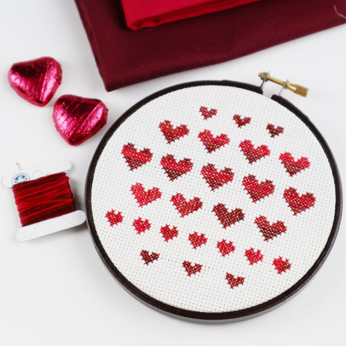 Free Love Heart Cross Stitch chart.
