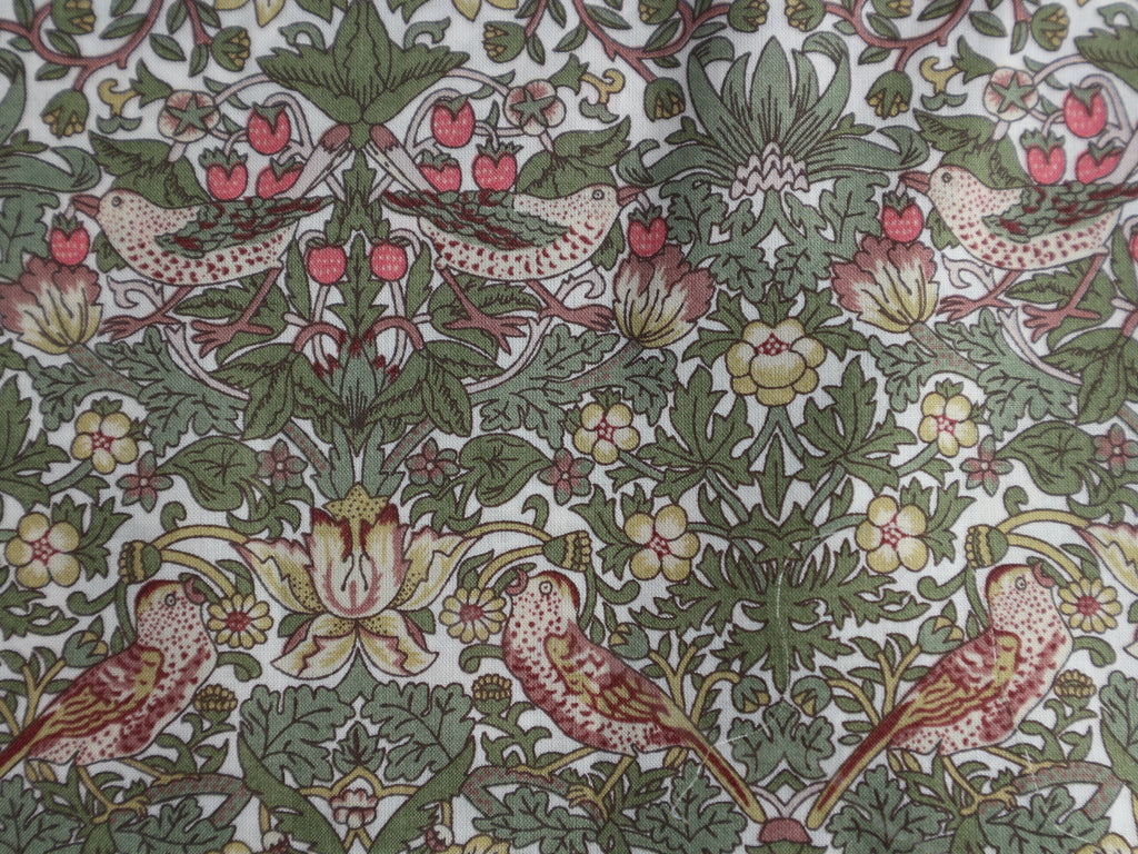 Spring green strawberry thief Tana Lawn, designed by William Morris