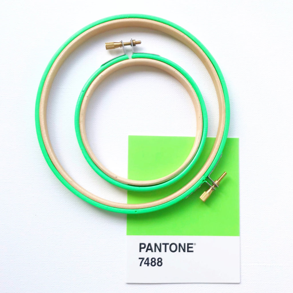 Fluorescent green Pantone embroidery hoops for haloween crafts 