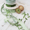 spring wedding ribbon. green gingham and satin cutout leaf ribbon