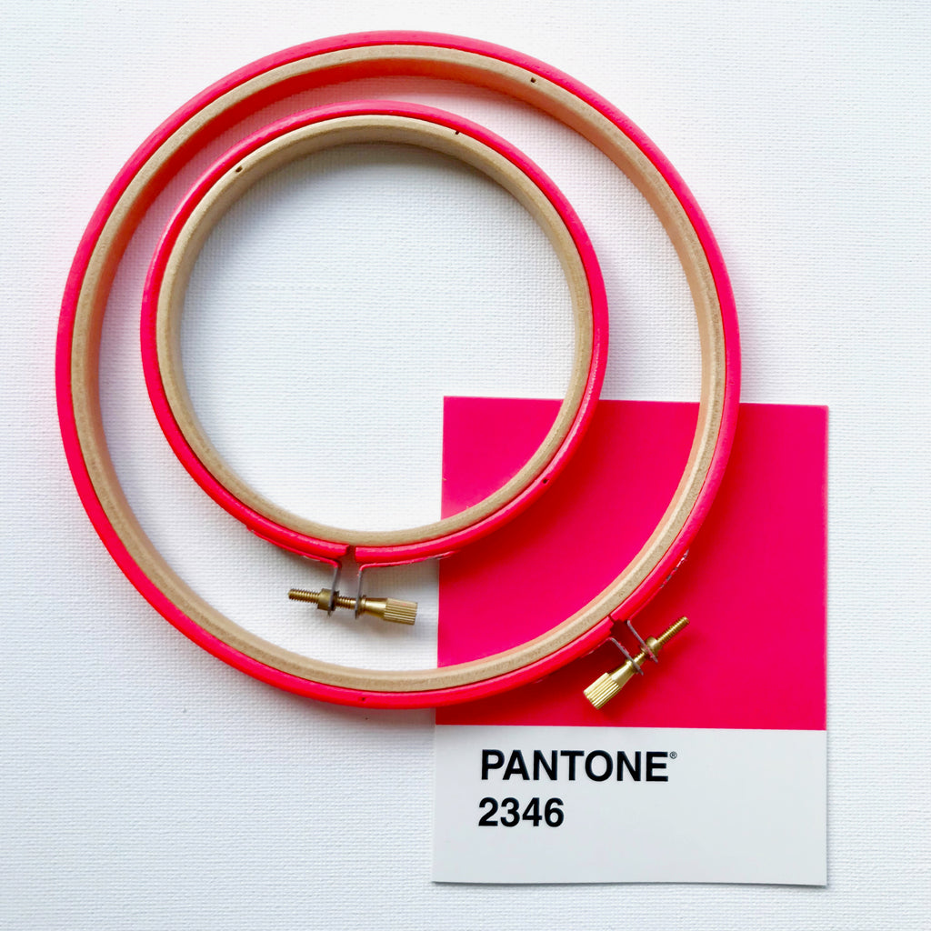 Pantone red neon embroidery hoops