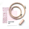 Pantone pink embroidery hoop mood board