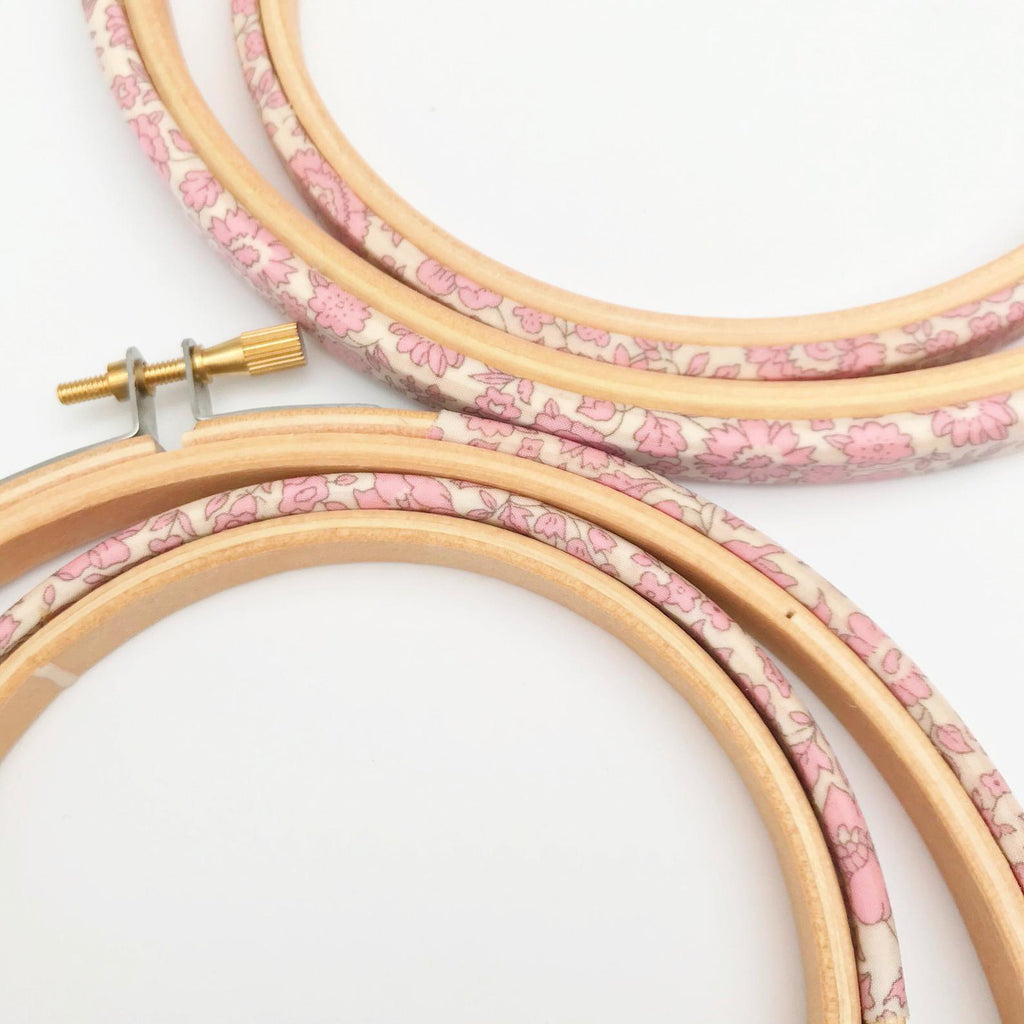 Baby pink floral embroidery hoops