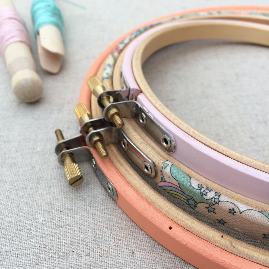 Baby Pink Painted Embroidery hoops - StitchKits Crafts