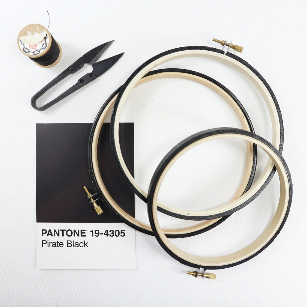 Black embroidery hoop with Pantone colour