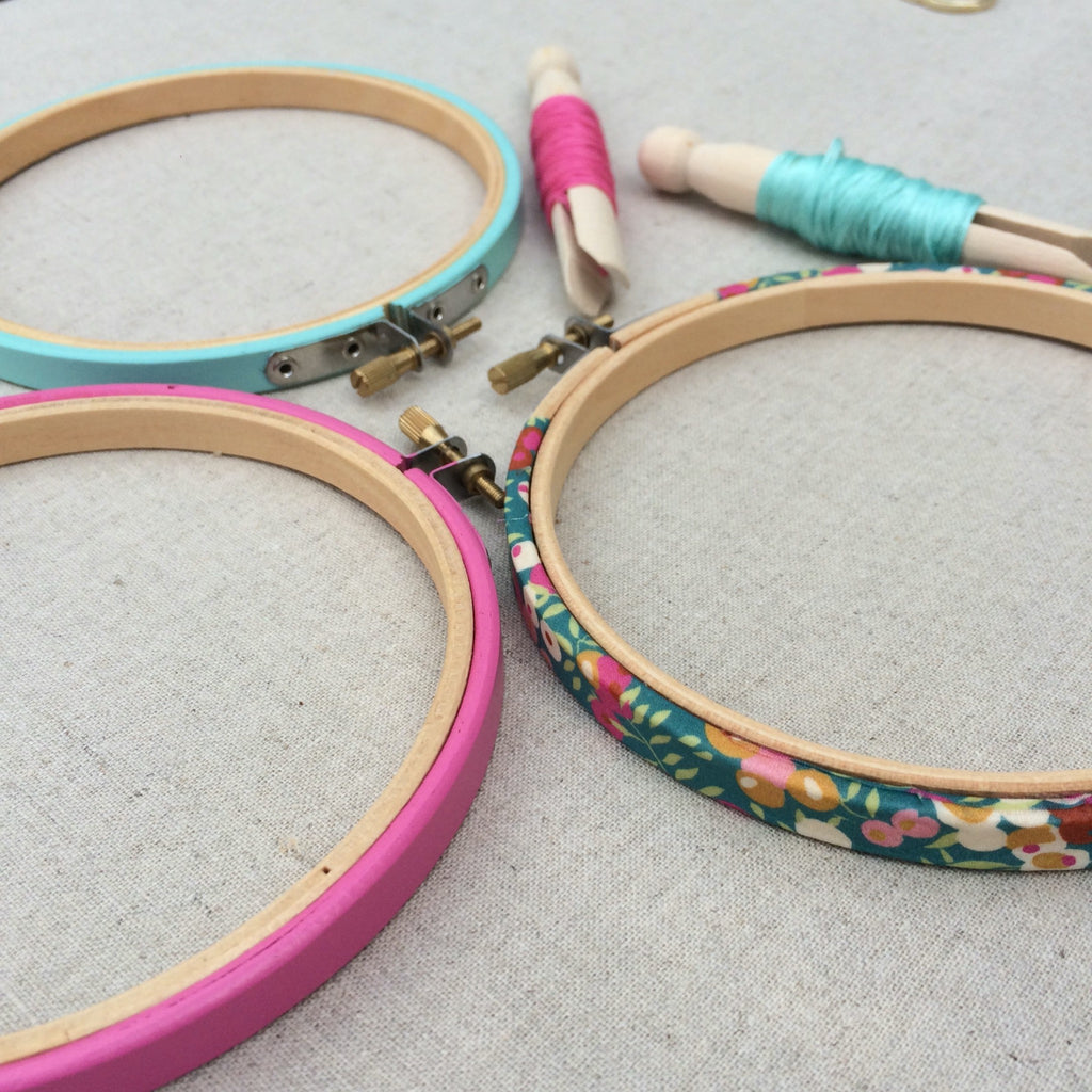 Cerise Pink Painted Embroidery Hoops - StitchKits Crafts