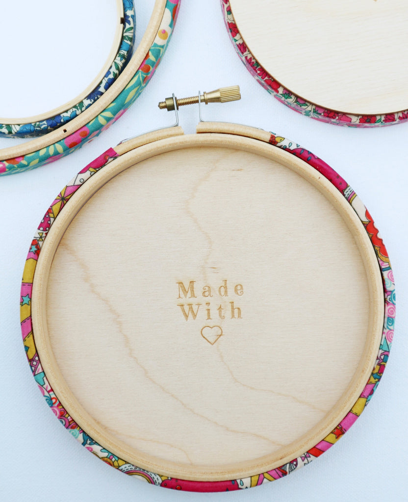embroidery hoop with wooden hoop butt
