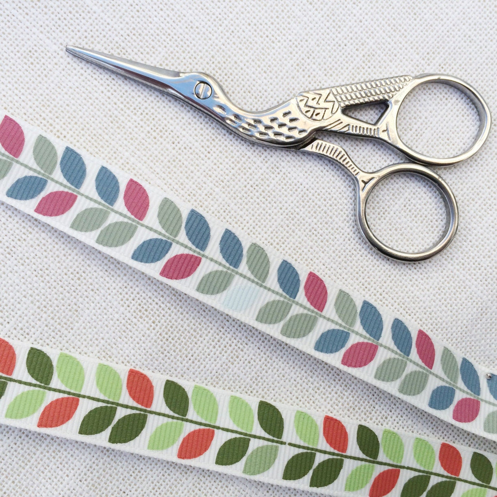 Modern Leaf  Grosgrain Ribbon - StitchKits Crafts