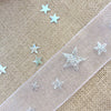 white organz ribbon with silver stars - StitchKits Crafts