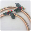 Decorative embroidery hoop frames. Holly design decoupage hoops. 5, 7 & 8 inch - StitchKits Crafts