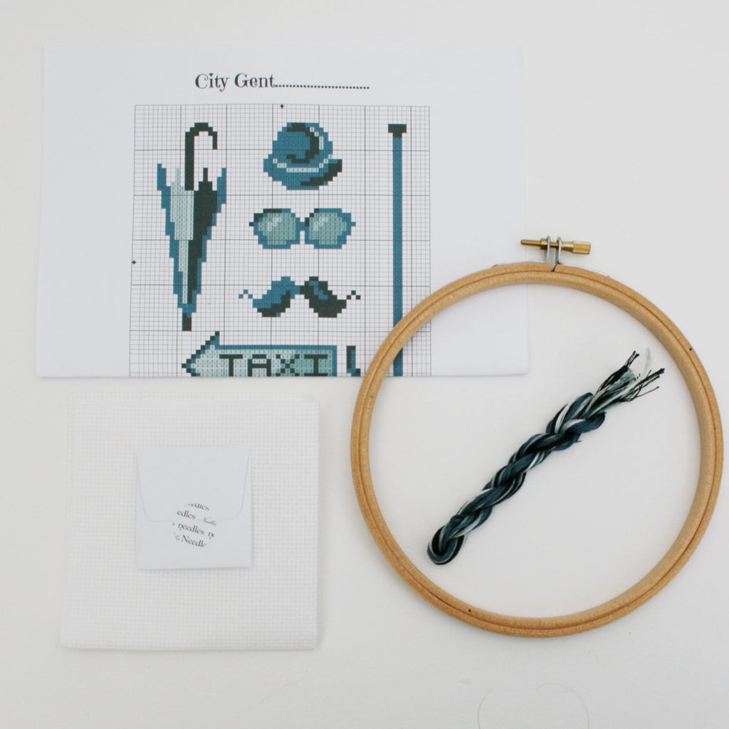 London City Gent, Cross Stitch Kit. DIY Needle Craft kit- By Ruth Caig - StitchKits Crafts