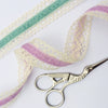 Velvet Ribbon With a Crouched Lace Edge.  Modern Needle Work Ribbon. Needle Craft Ribbon. Turquoise & Lilac Boho, DIY Wedding Decoration - StitchKits Crafts
