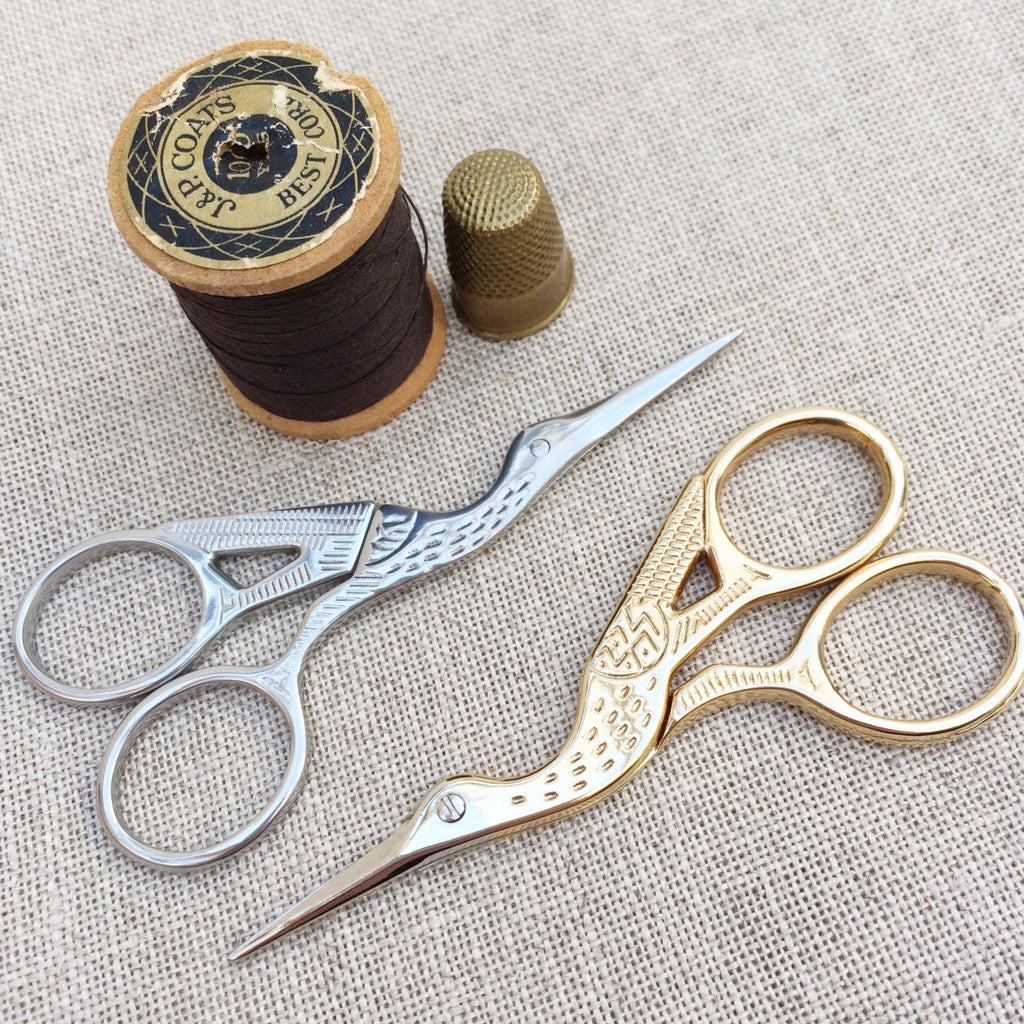Stork Embroidery Scissors. Gold Or Silver - StitchKits Crafts