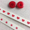 Ivory Love Heart and Star Ribbon collection. Mini red Pom Pom trim. Valentine Ribbon. Red Star Ribbon. Valentines  Craft. DIY Valentines - StitchKits Crafts