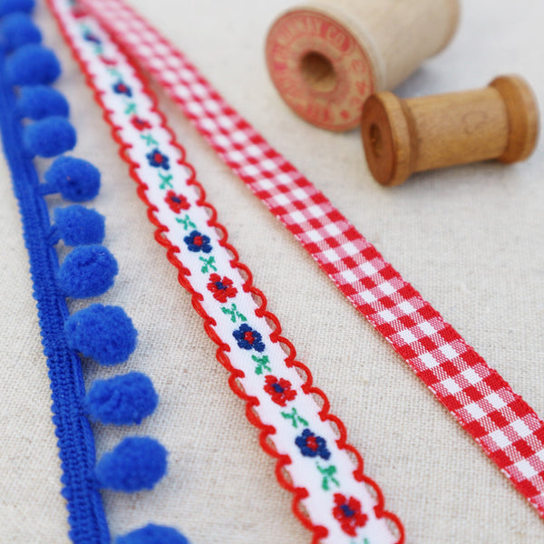 Pretty Flower Red and Blue Ribbon Collection - StitchKits Crafts