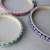 Turquoise 'Tempo' Liberty Fabric Tana Lawn Wrapped Embroidery Hoops - StitchKits Crafts