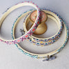Green & Turquoise 'Aida' Liberty Tana LAwn Fabric Covered Embroidery Hoops - StitchKits Crafts