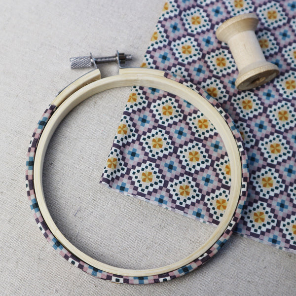 Purple 'Aida' Liberty Fabric Tana Lawn Covered Embroidery Hoops - StitchKits Crafts