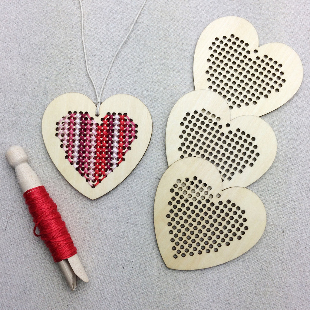 Wooden Heart Cross Stitch Blanks - StitchKits Crafts
