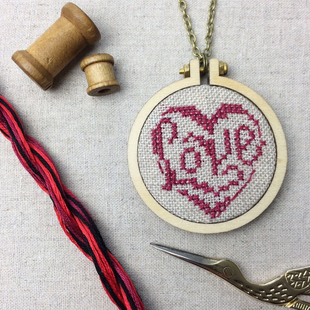 Stitch your Own Heart Pendant. Heart Cross Stitch Kit. - StitchKits Crafts