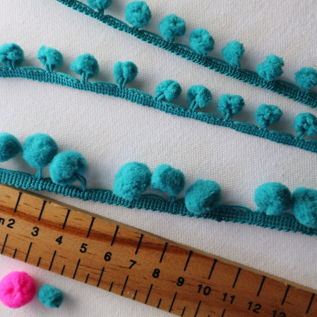 Teal Blue - Green Pom Pom Trim - StitchKits Crafts