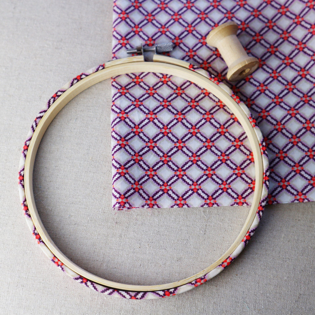 Purple 'Smoock' Liberty Fabric  Tana Lawn Covered Embroidery Hoops - StitchKits Crafts